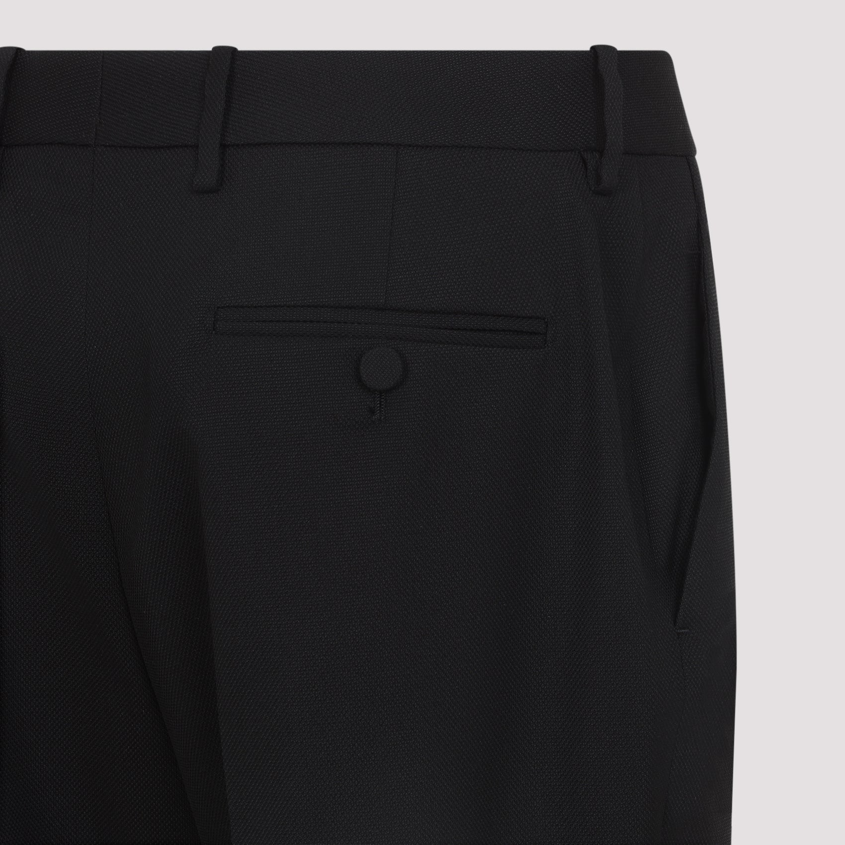 Tailored Straight Pants Black Wool Silk Mulberry