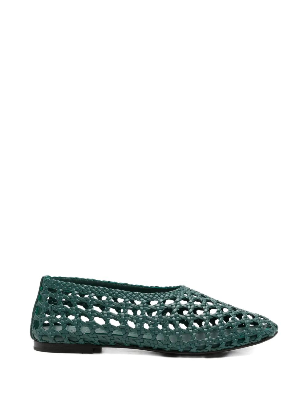 Ava Woven Jadegreen Green Leather Shoe