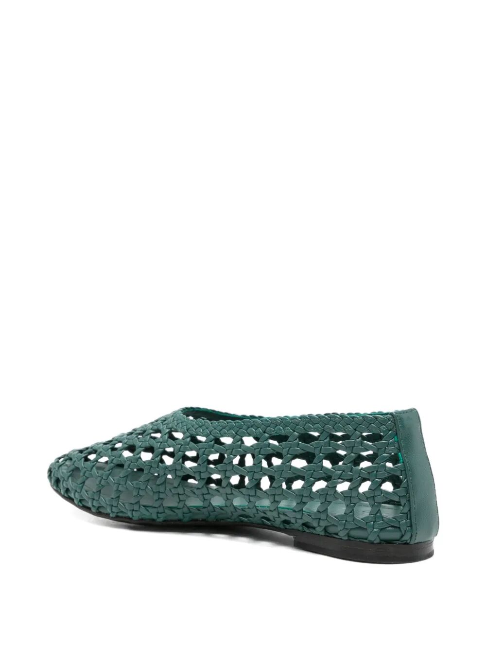 Ava Woven Jadegreen Green Leather Shoe