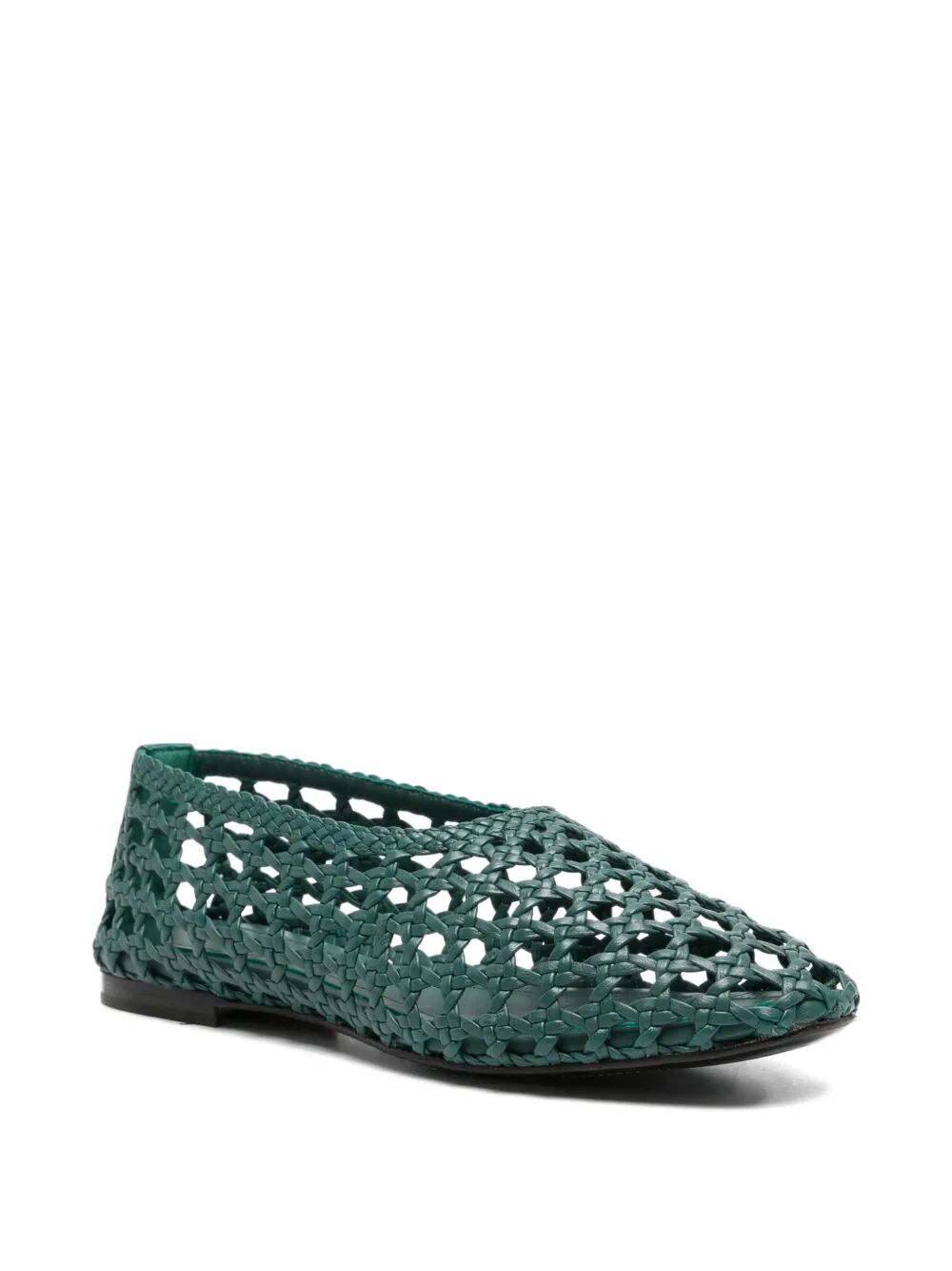 Ava Woven Jadegreen Green Leather Shoe