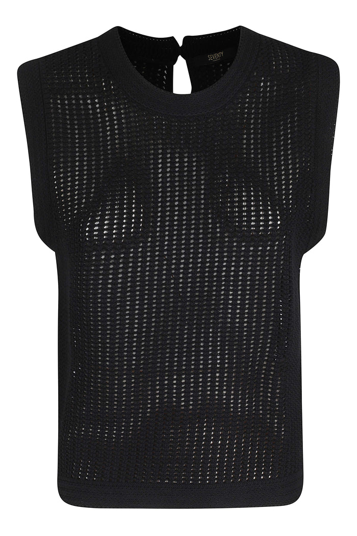 Girocollo Smanicato Black Cotone Gilet
