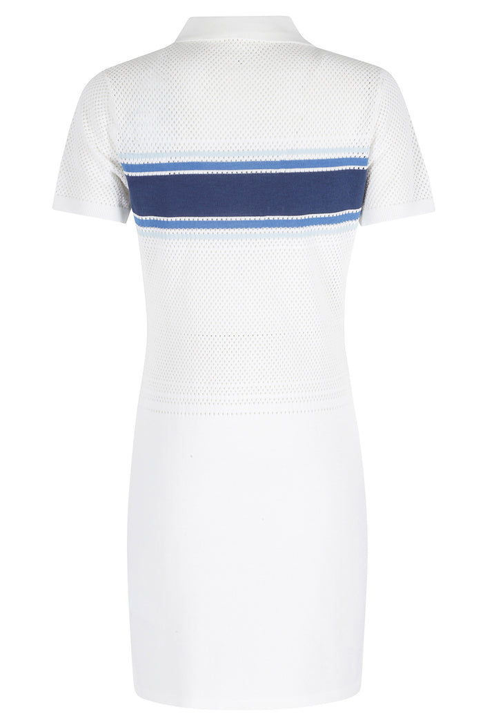 Mesh Stripe Jacquard Dress White Cotone Nylon Elastan Abito
