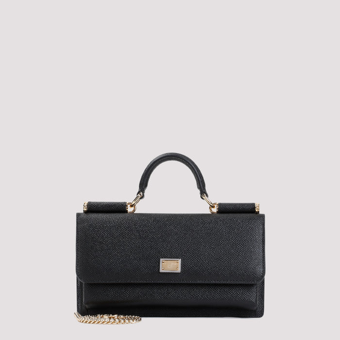 Dauphine Phone Handbag Black Calf Leather Bag