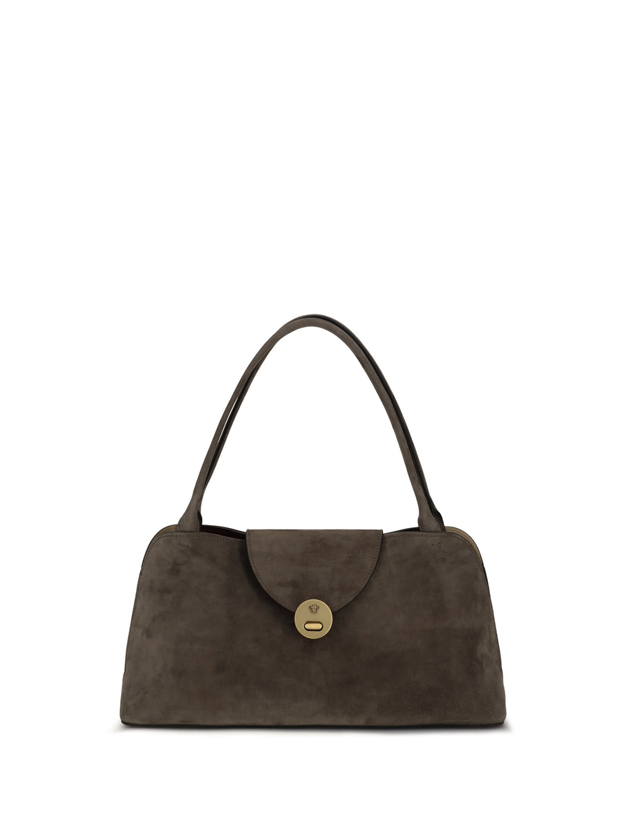 Shoulder Bag Vivian Taupe Gold Calf Leather
