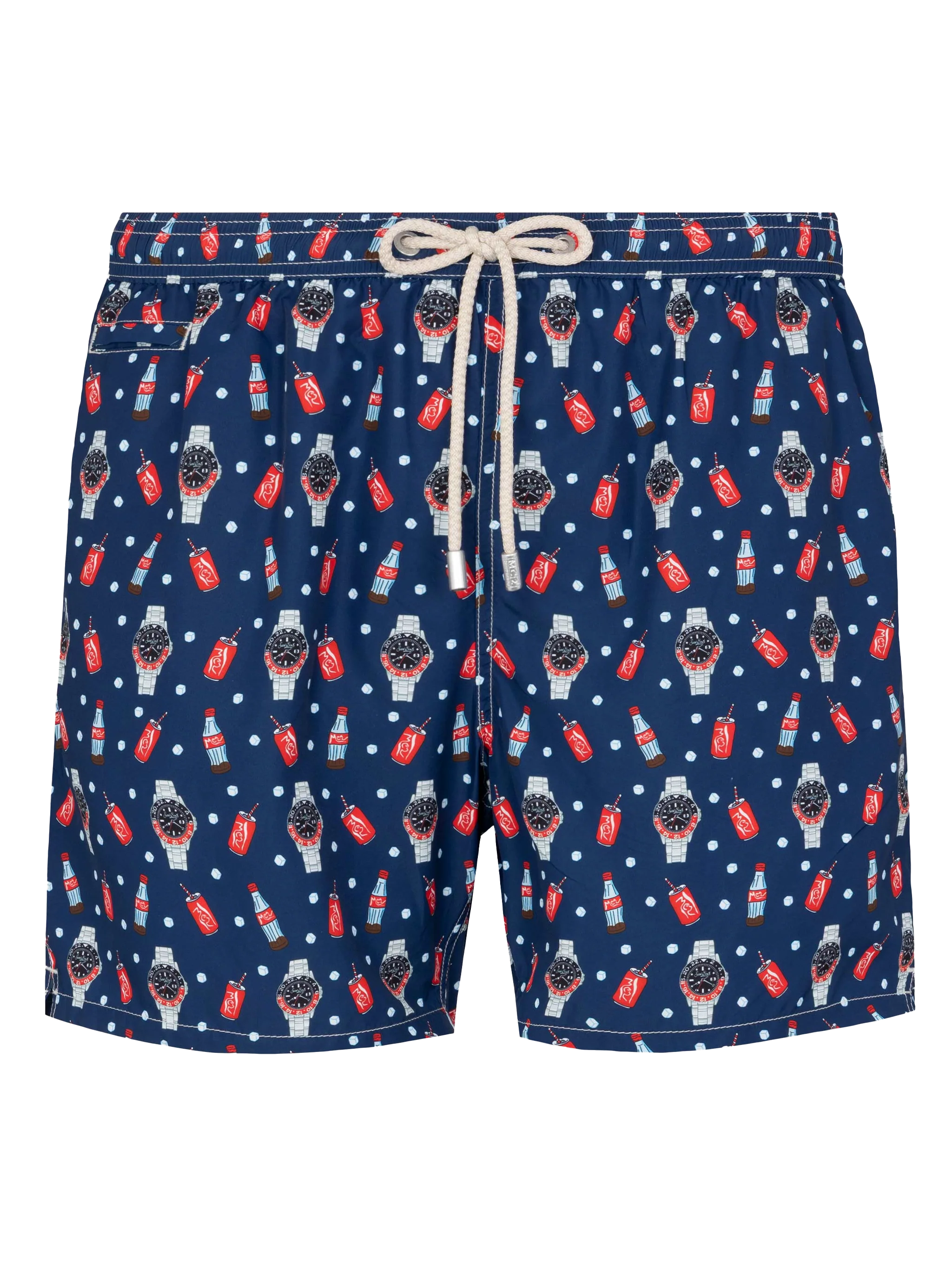 Lightweight Fabric Swim Shorts Lighting With Watch Print Blue Swimshort
