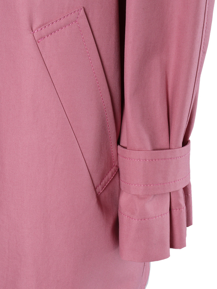 Magenta double-breasted parka Pink Cotton Fabric 2 Cupro Coat