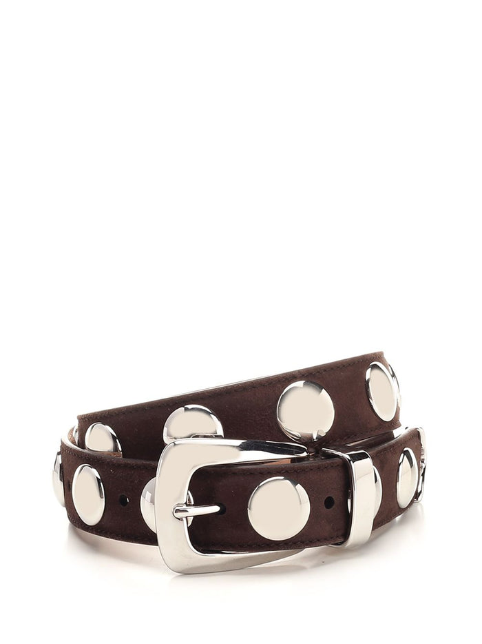 Benny studded belt Brown Calfskin