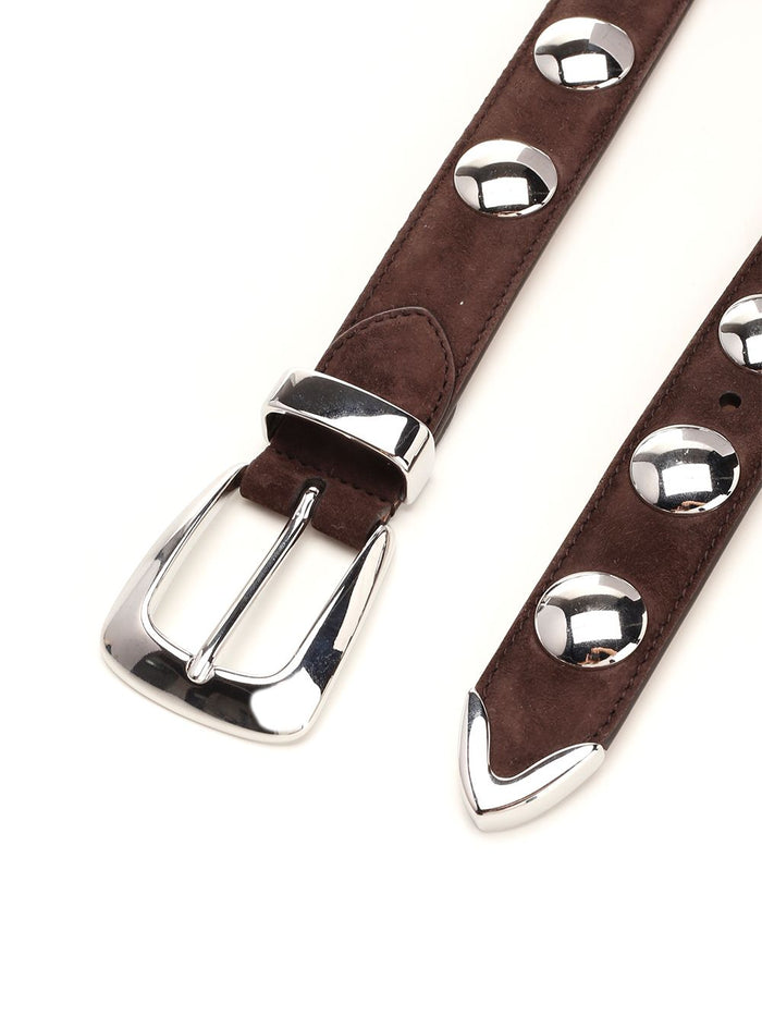 Benny studded belt Brown Calfskin
