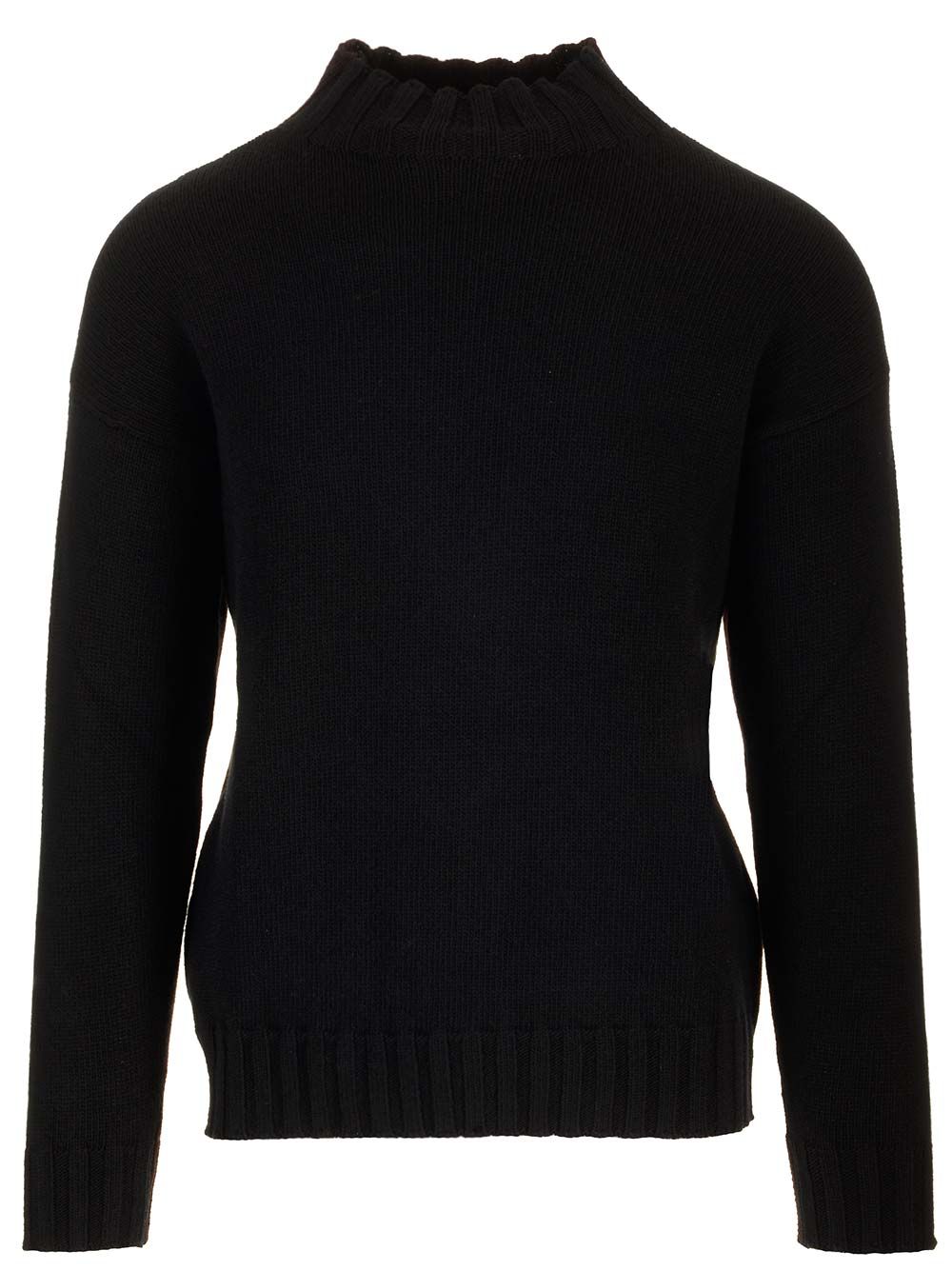 Bicolor Sweater Black Virgin Wool
