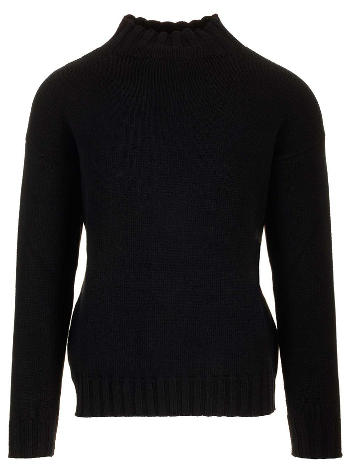 Bicolor Sweater Black Virgin Wool