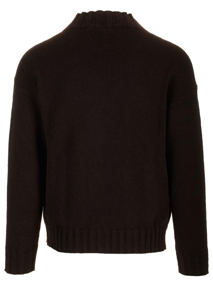 Bicolor Sweater Black Virgin Wool