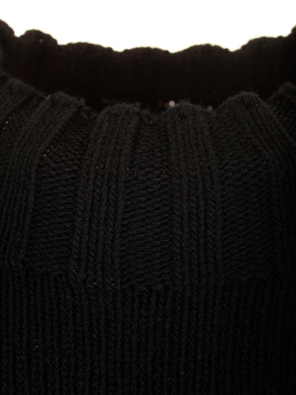 Bicolor Sweater Black Virgin Wool