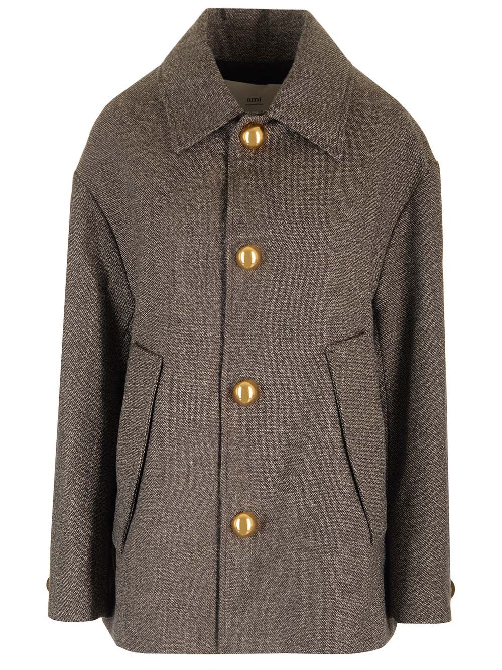wool and cotton caban Brown New Coat