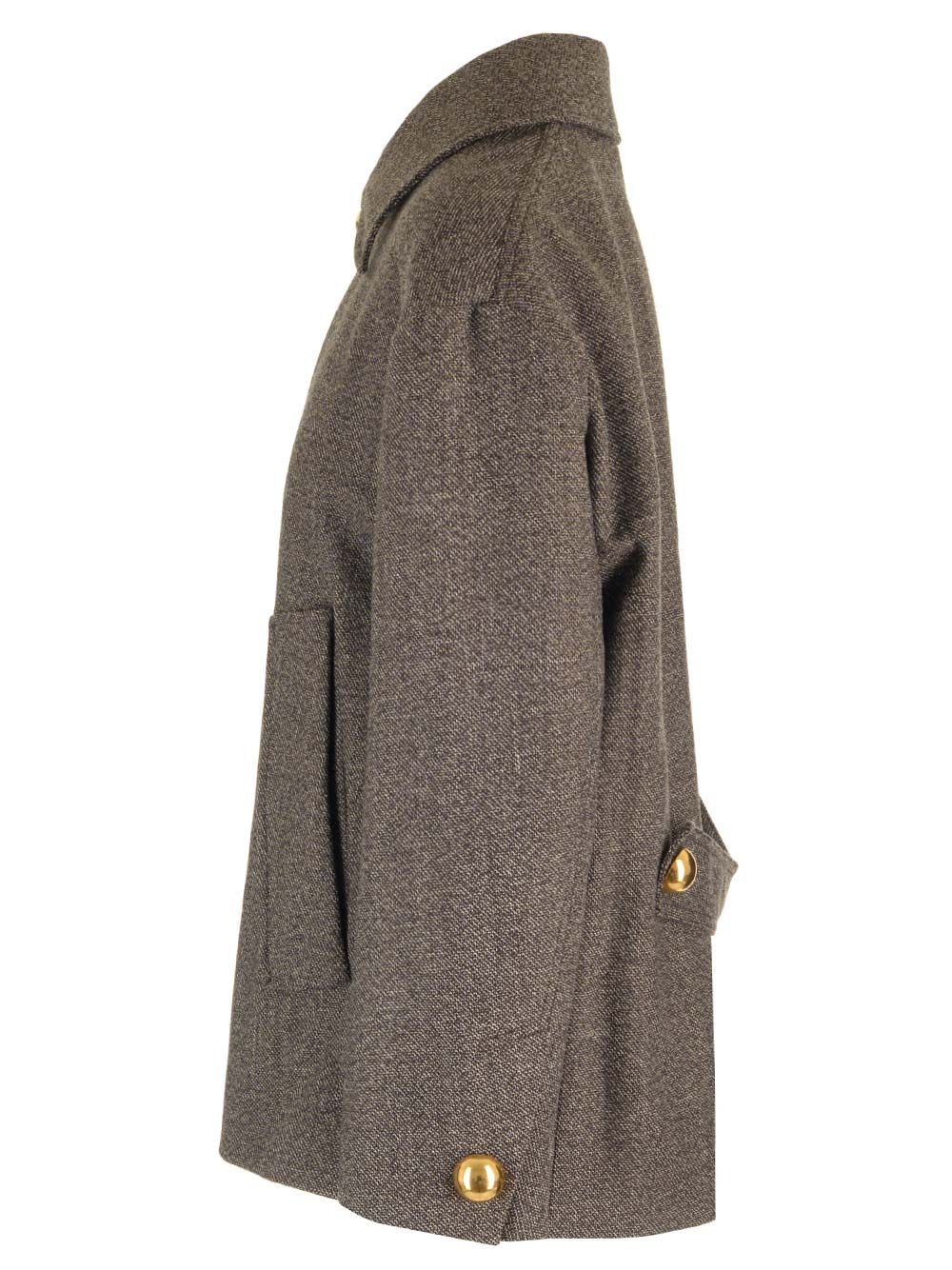 wool and cotton caban Brown New Coat