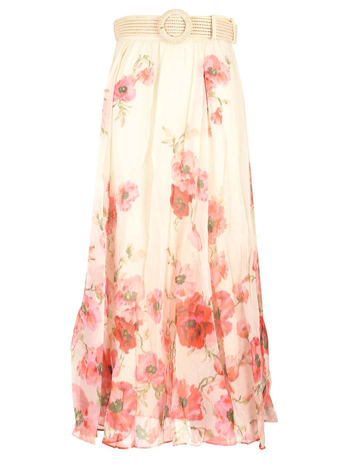The Lightburst Maxi Skirt Red Cotton Silk