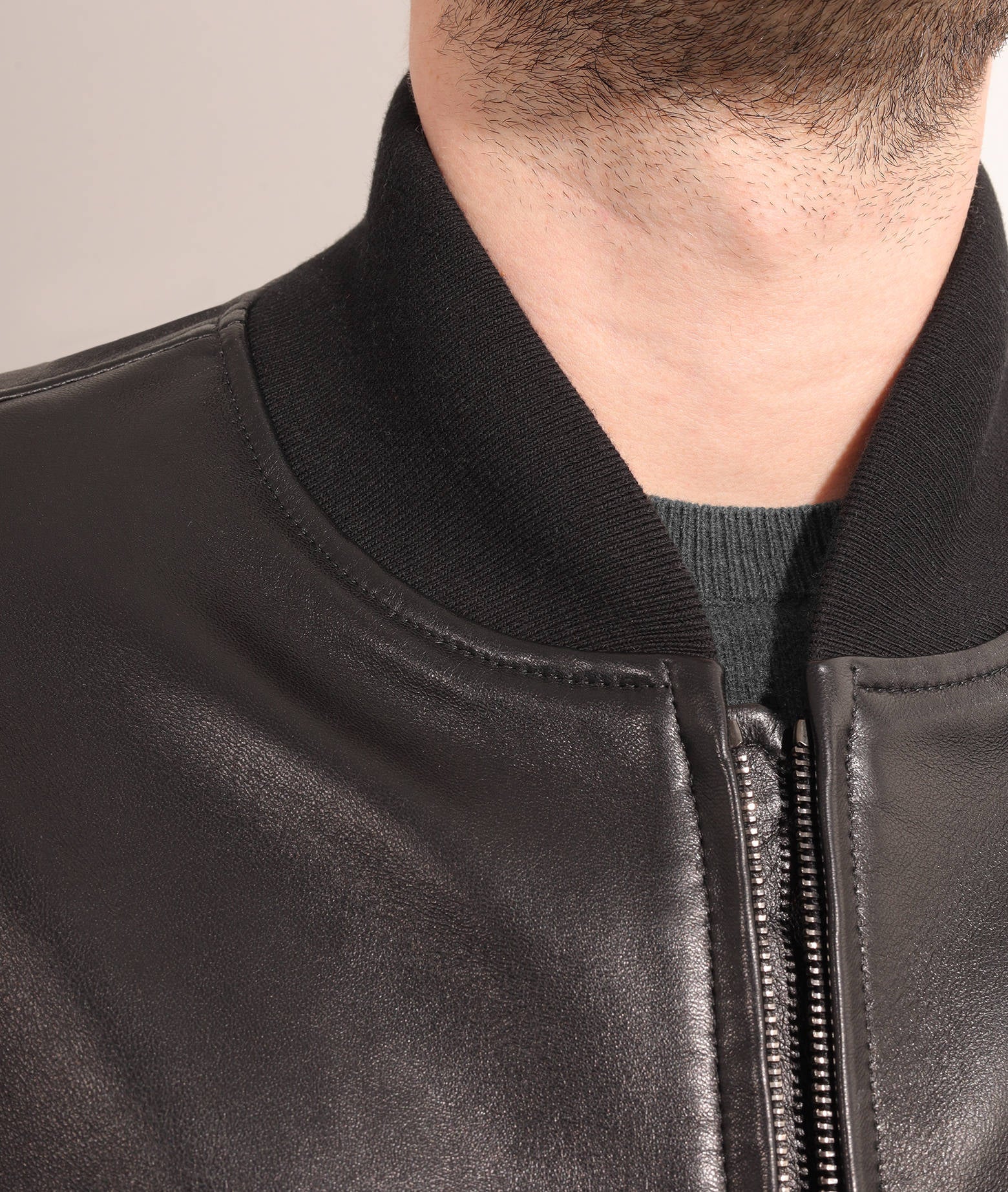 Leather Bomber Nottingham Black Blouson