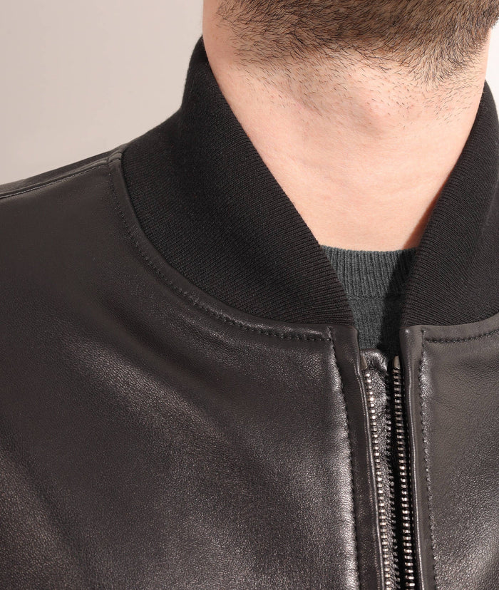 Leather Bomber Nottingham Black Blouson