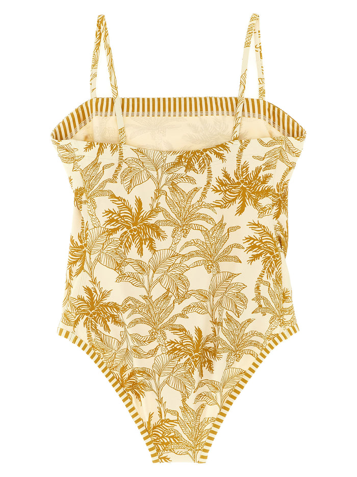Tropical one-piece swimsuit Beige Polyamide Beachwear