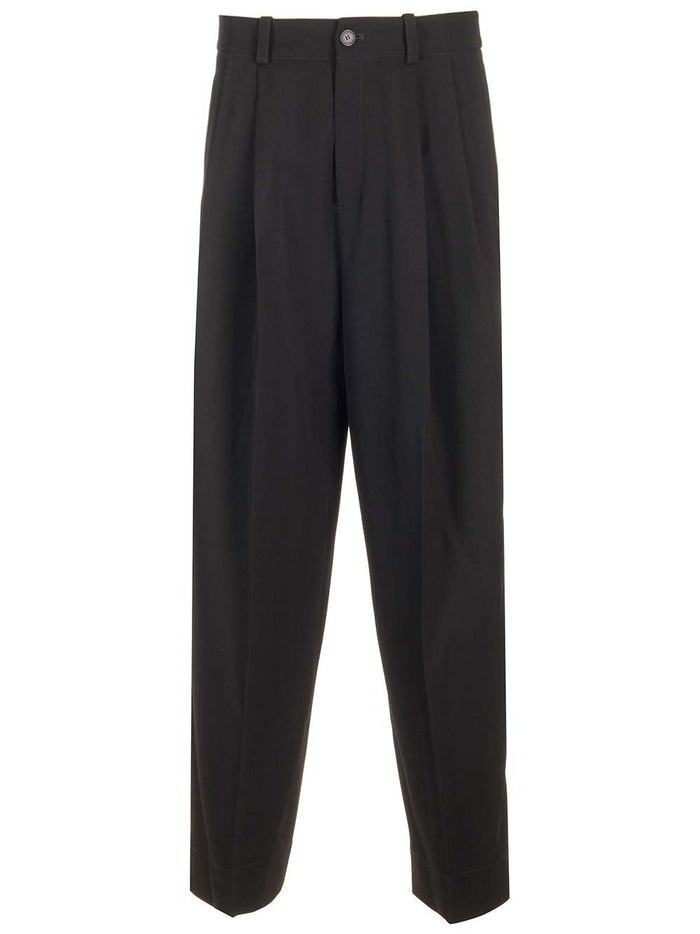 virgin wool trousers Black