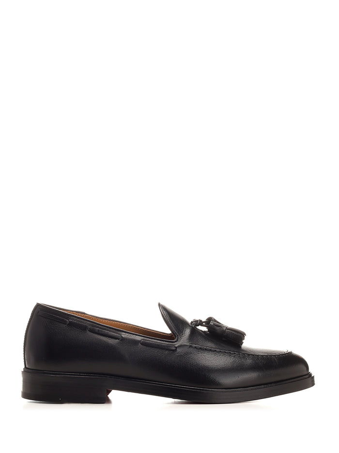 moccasin with tassels Black Leather Loafers