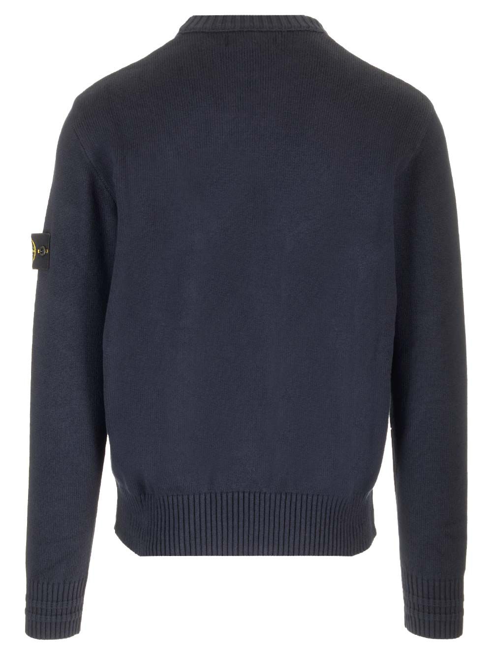 Winter cotton crewneck sweater Blue Co Ee Knitwear