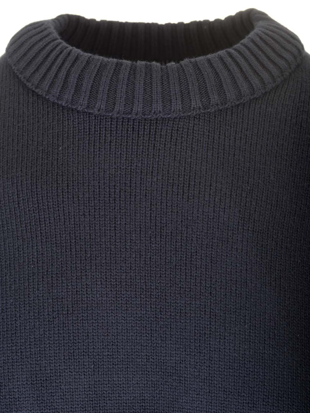 Winter cotton crewneck sweater Blue Co Ee Knitwear