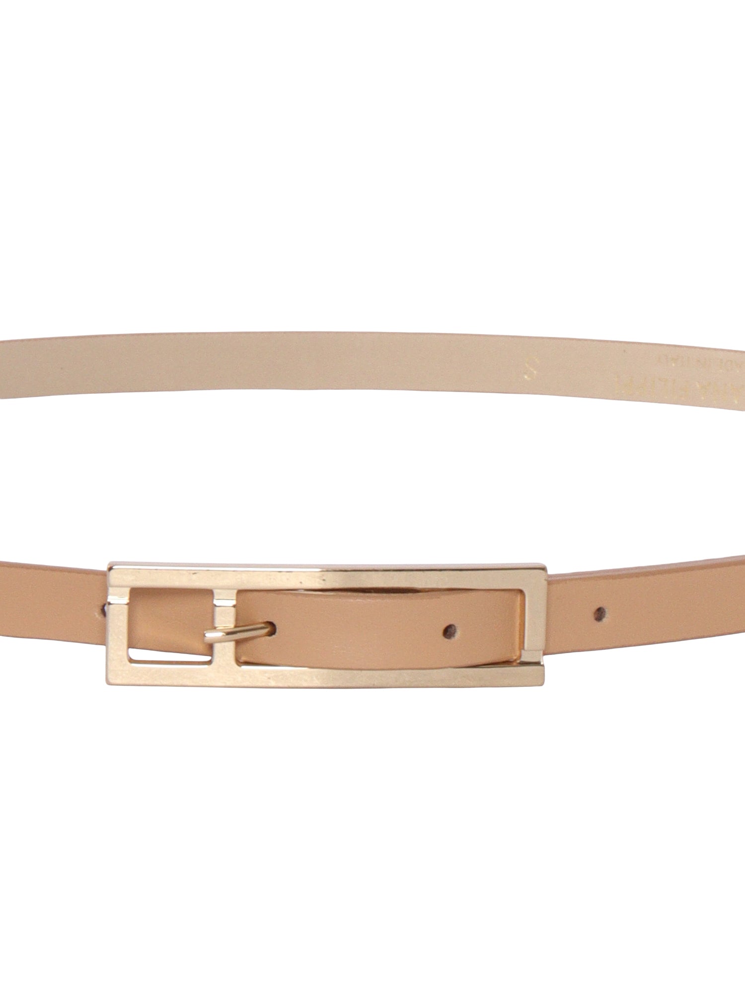 LEATHER BELT WITH LOGO BUCKLE Beige Real