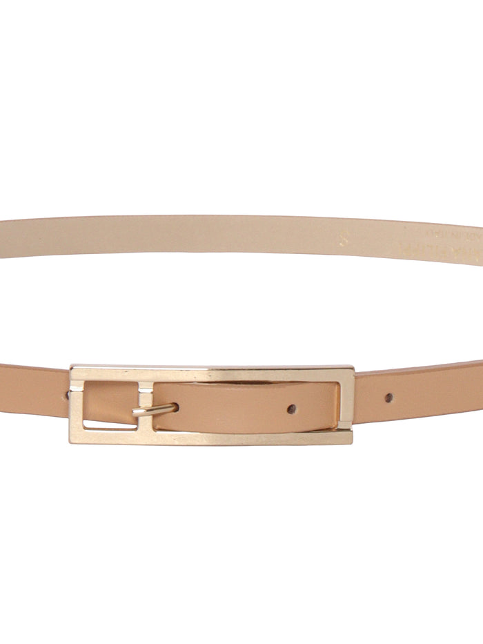 LEATHER BELT WITH LOGO BUCKLE Beige Real