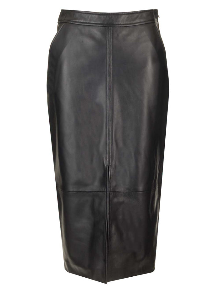 Leather Pencil Skirt Arkina Black Lamb