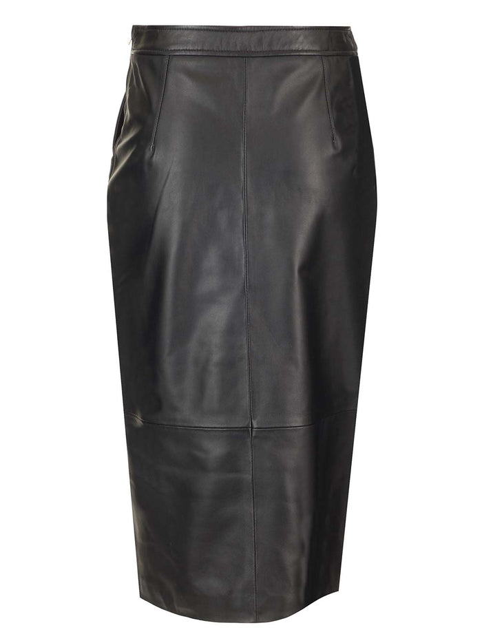 Leather Pencil Skirt Arkina Black Lamb