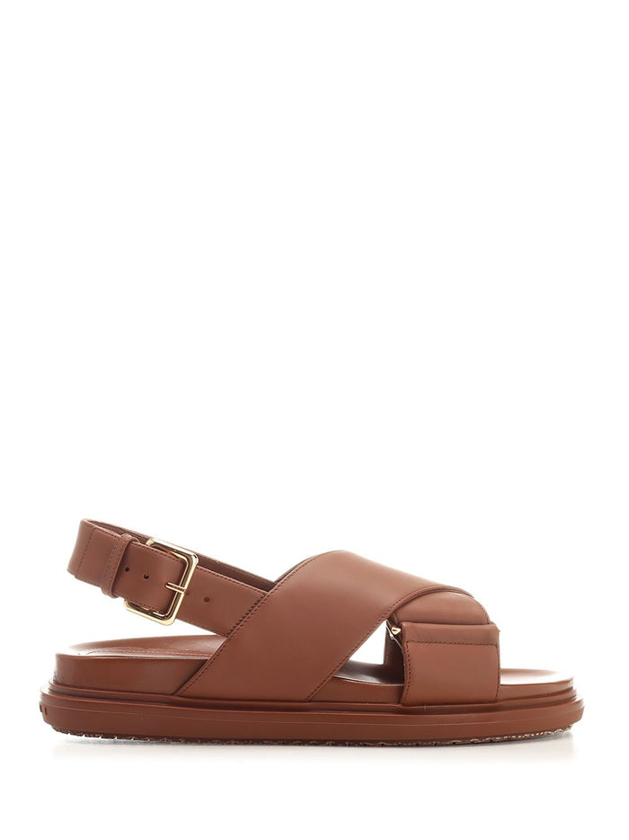 Brown Leather Footbed Scarpe Basse