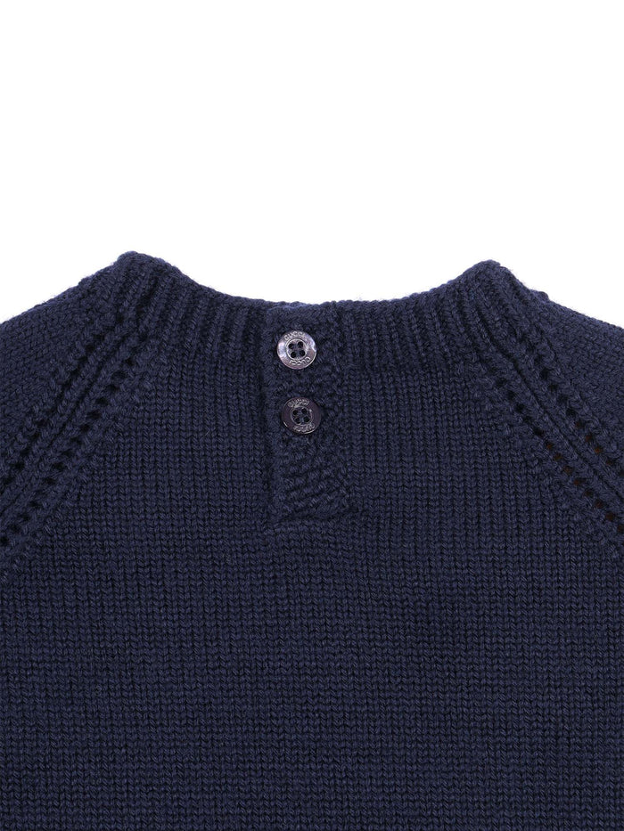 B S-S DRESS WO PLAIN ST W-CABL Blue Wool