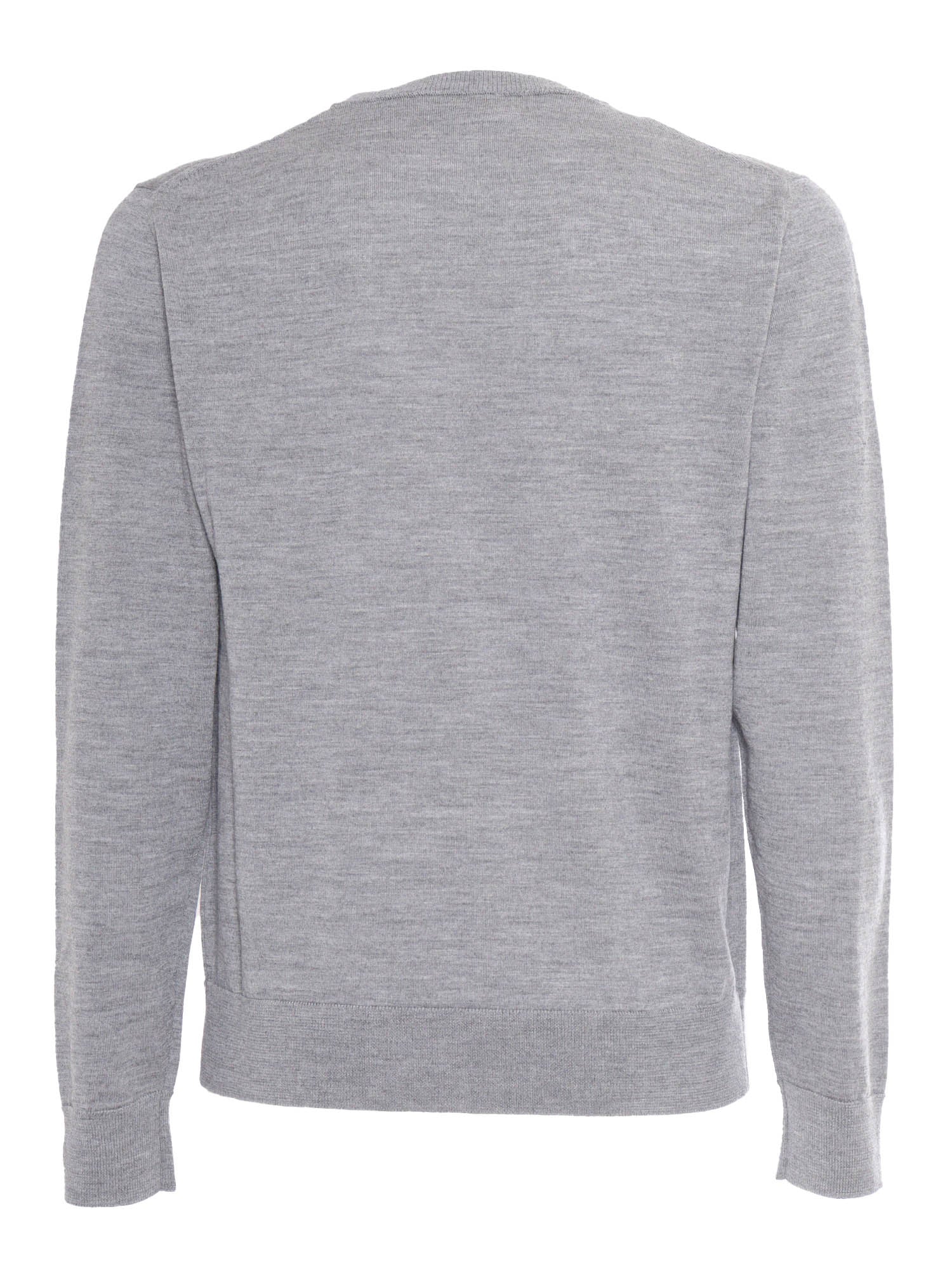 R Neck Pullover Grey Wool Crewneck