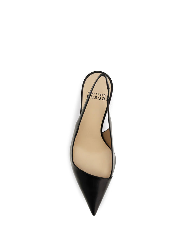 Slingback Décolleté Asymmetric Black Pumps