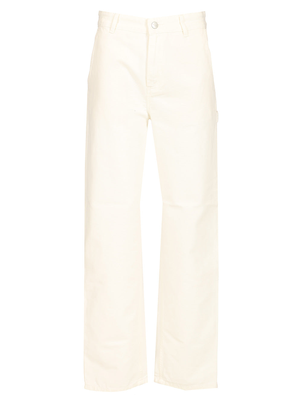 Straight Pierce Pants White Cotton Hubbard Canvas Trousers