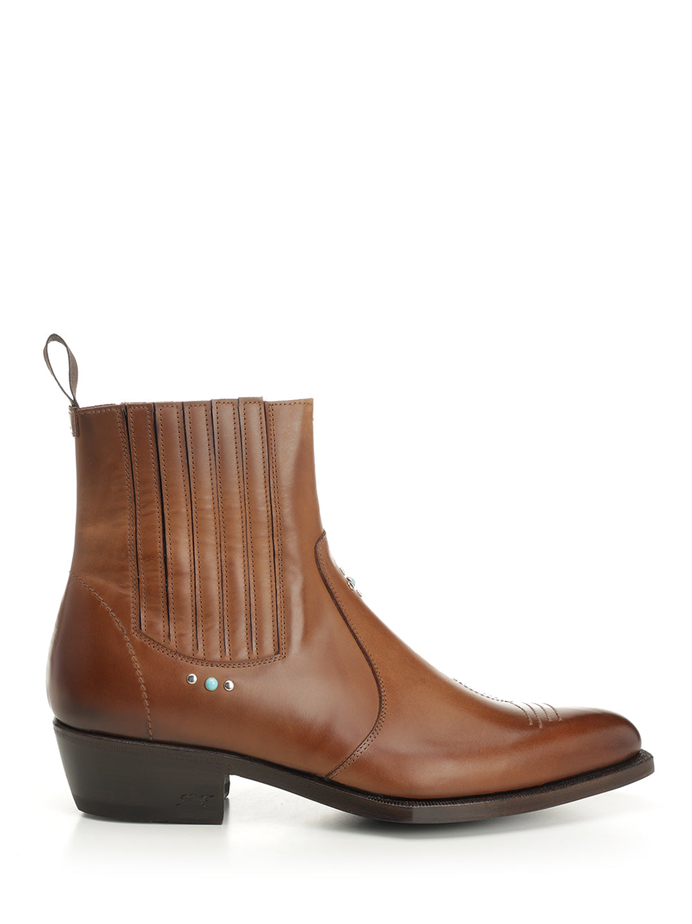 Texan leather ankle boot Beige