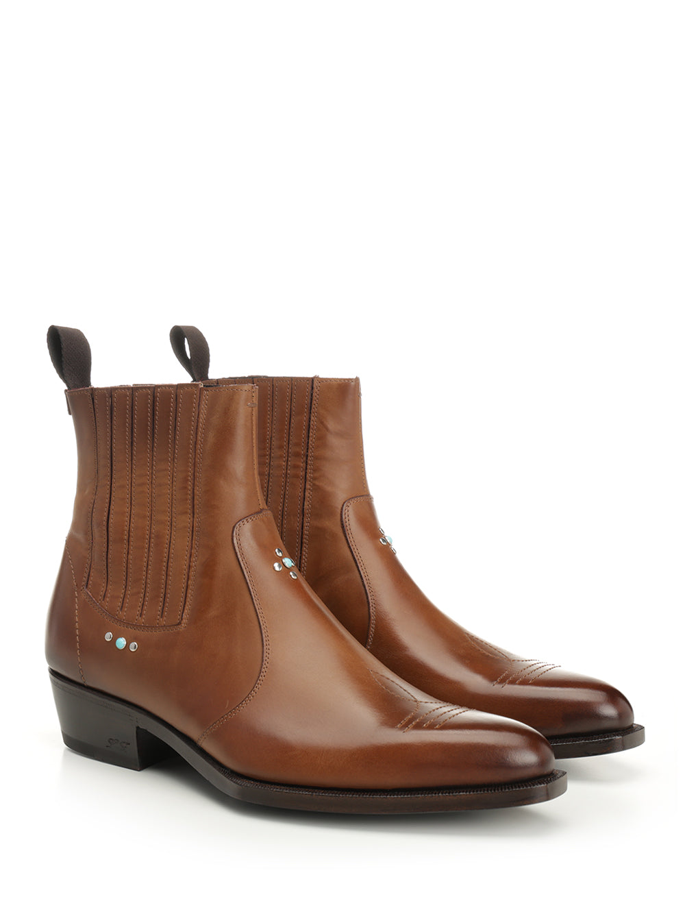 Texan leather ankle boot Beige
