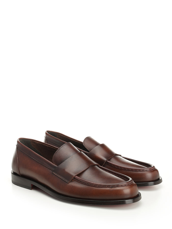 Brown mocassin Leather Scarpe Basse