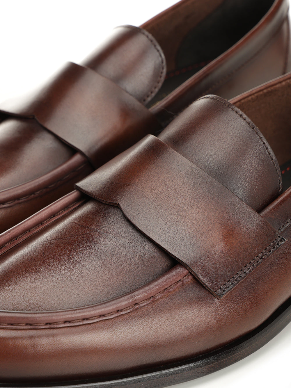 Brown mocassin Leather Scarpe Basse
