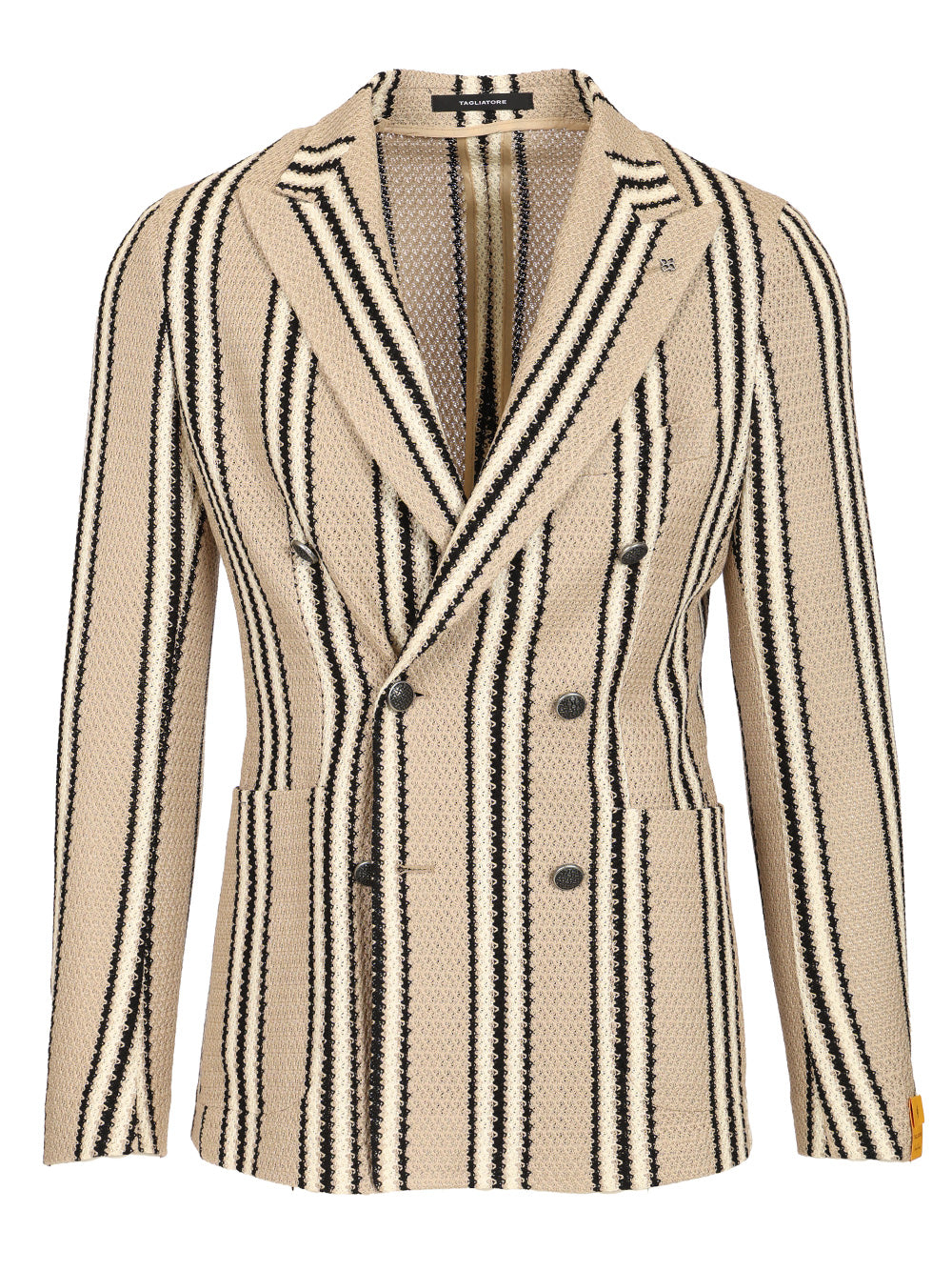 Double-Breasted Jacket Linen And Cotton Jersey Beige