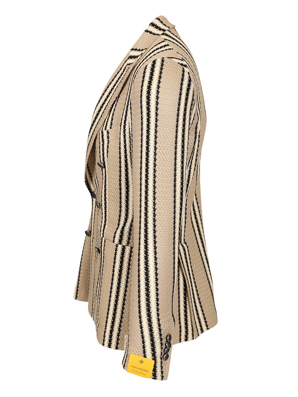Double-Breasted Jacket Linen And Cotton Jersey Beige