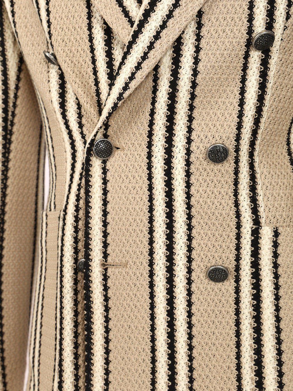 Double-Breasted Jacket Linen And Cotton Jersey Beige