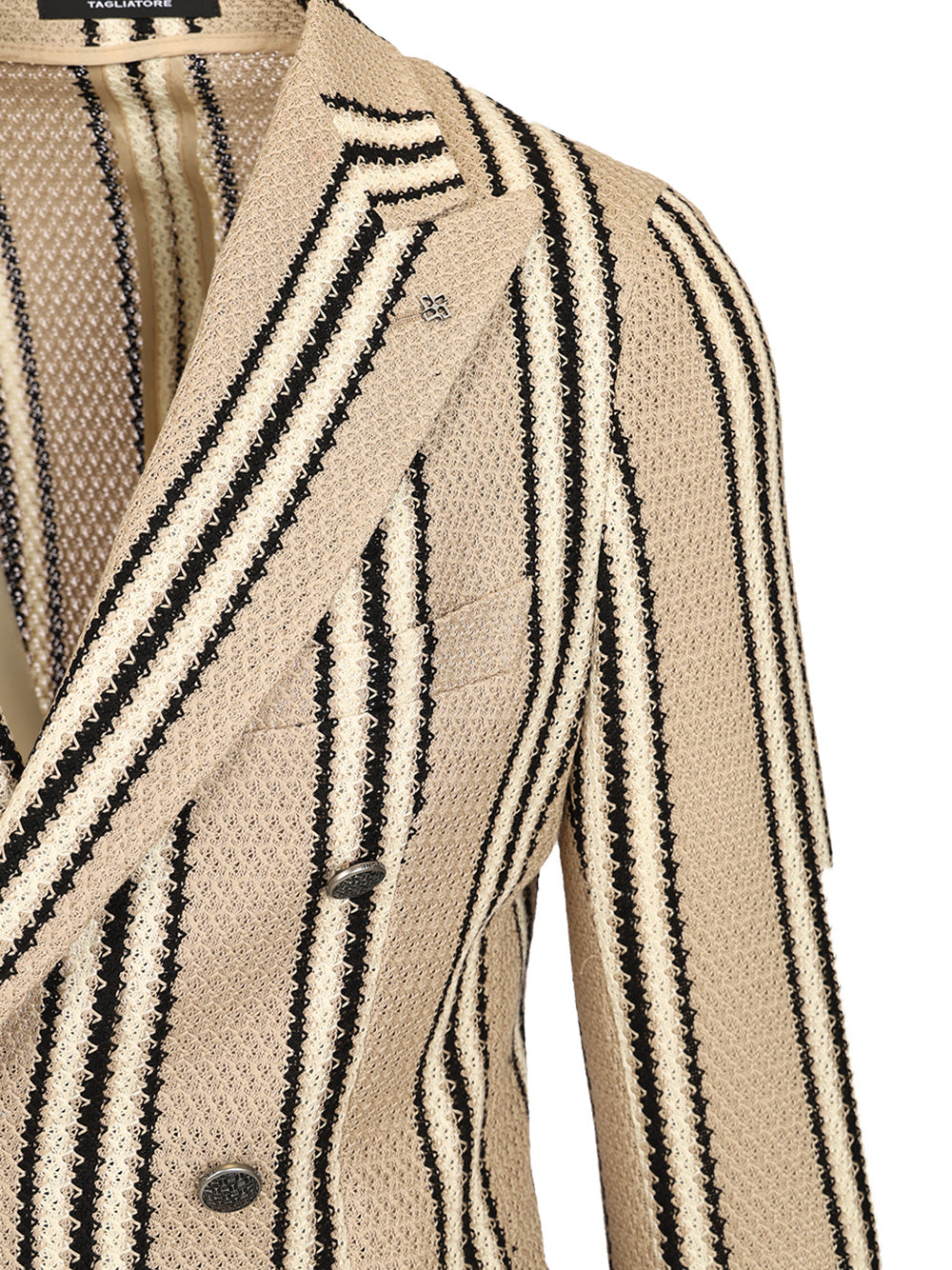 Double-Breasted Jacket Linen And Cotton Jersey Beige