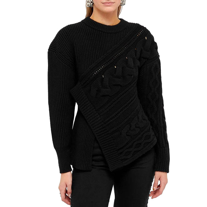 Alexander Mcqueen Asymmetric Wool Jumper Black