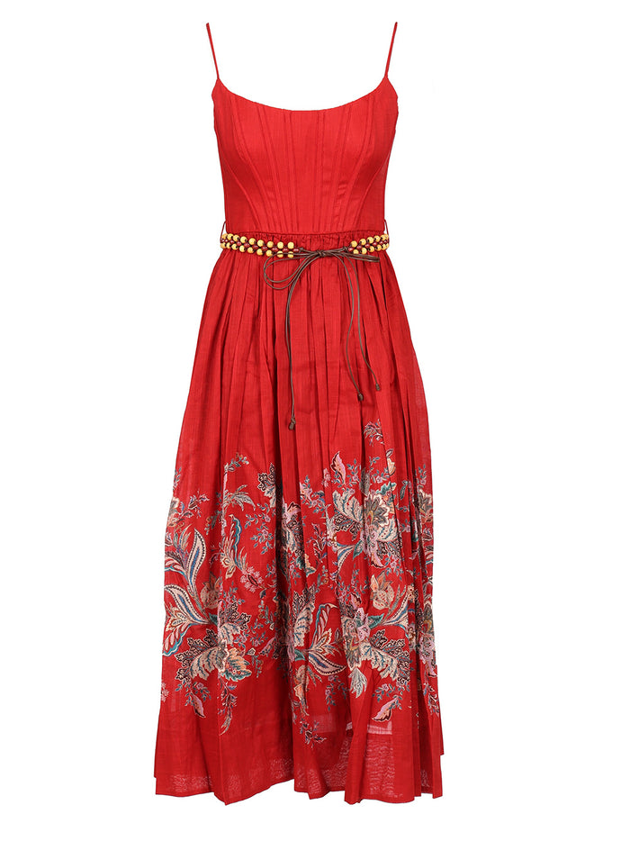 Rhiannon corset midi dress Red Cotton