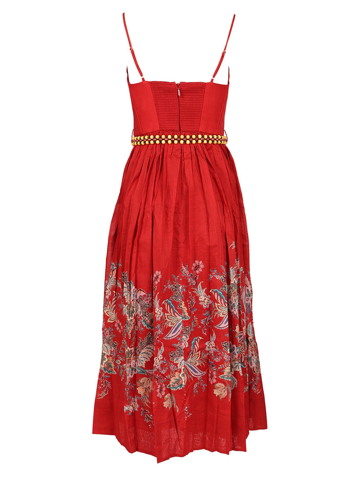 Rhiannon corset midi dress Red Cotton