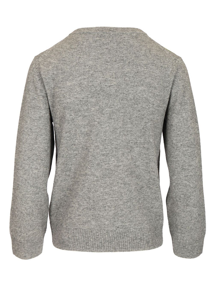 Checked Cardigan Grey Merino Wool Cashmere