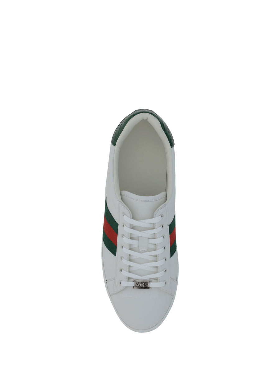 Leather Sneakers, Calf Grey/white/green Trainers