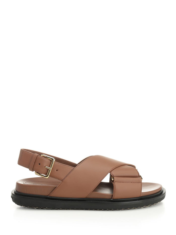 Brown leather Footbed Sandal