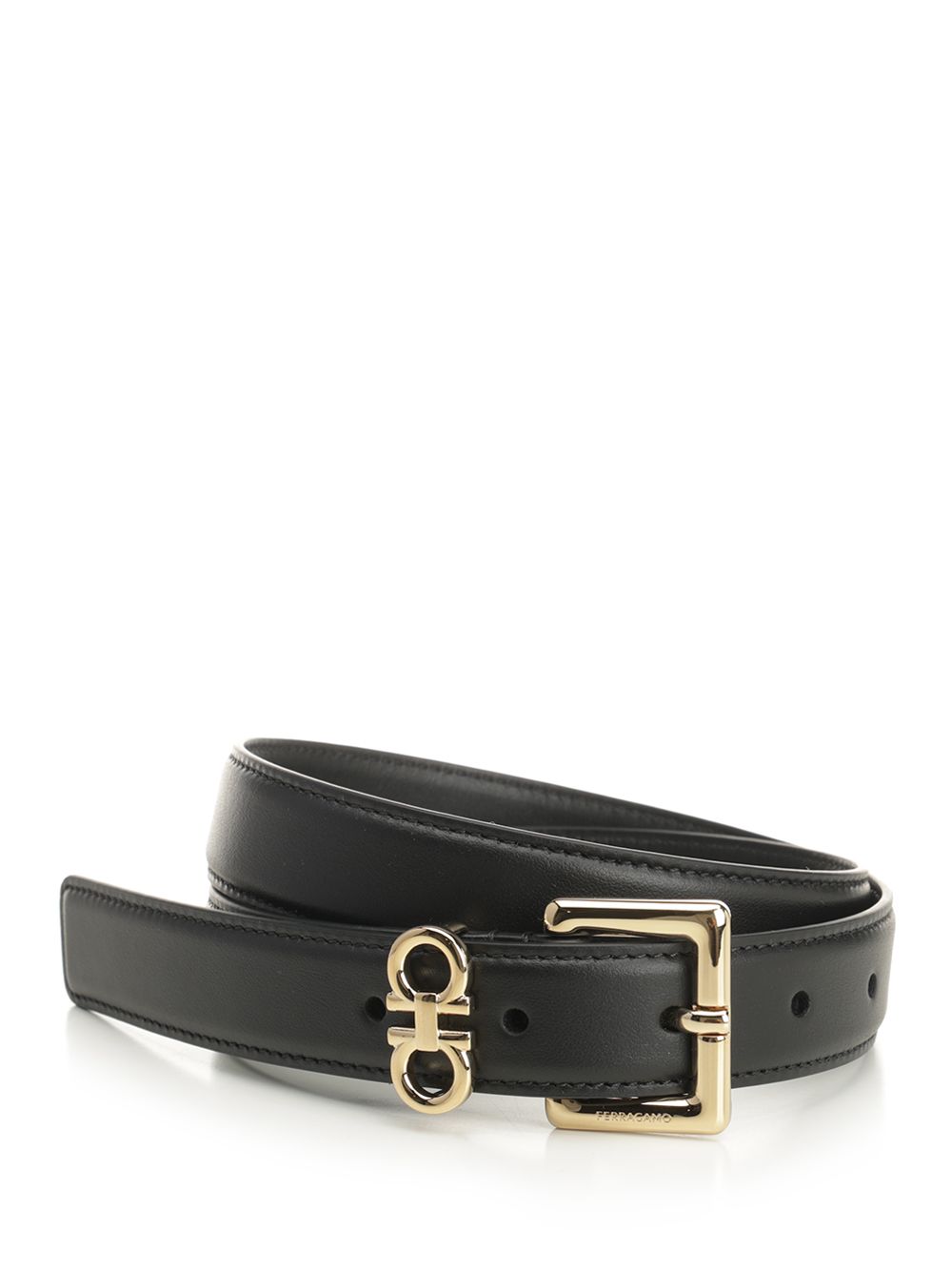 Gancini mini loop belt Black Calf #